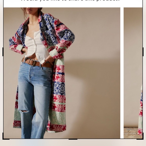 We The Free Red and Blue Floral Button Down cardigan - Picture 2 of 3